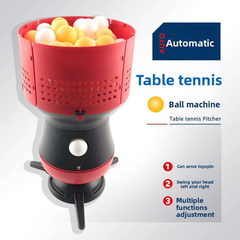 Table Tennis Gun - ポータブル自動卓球ボールランチャー電動ピンポン練習機、リモコン付き、調整可能な設定