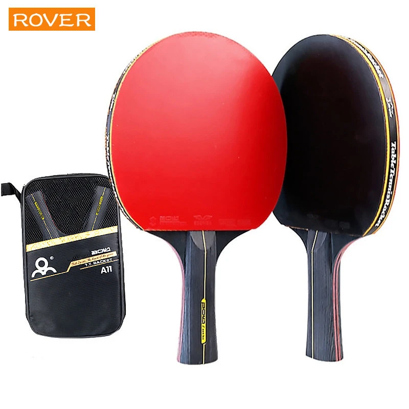 Table Tennis Launcher - 卓球ラケットセット,5つ星,6つ星,2ピース,プロのゴム製ピンプルセット,高品質,バットブレード,バッグ付きパドル