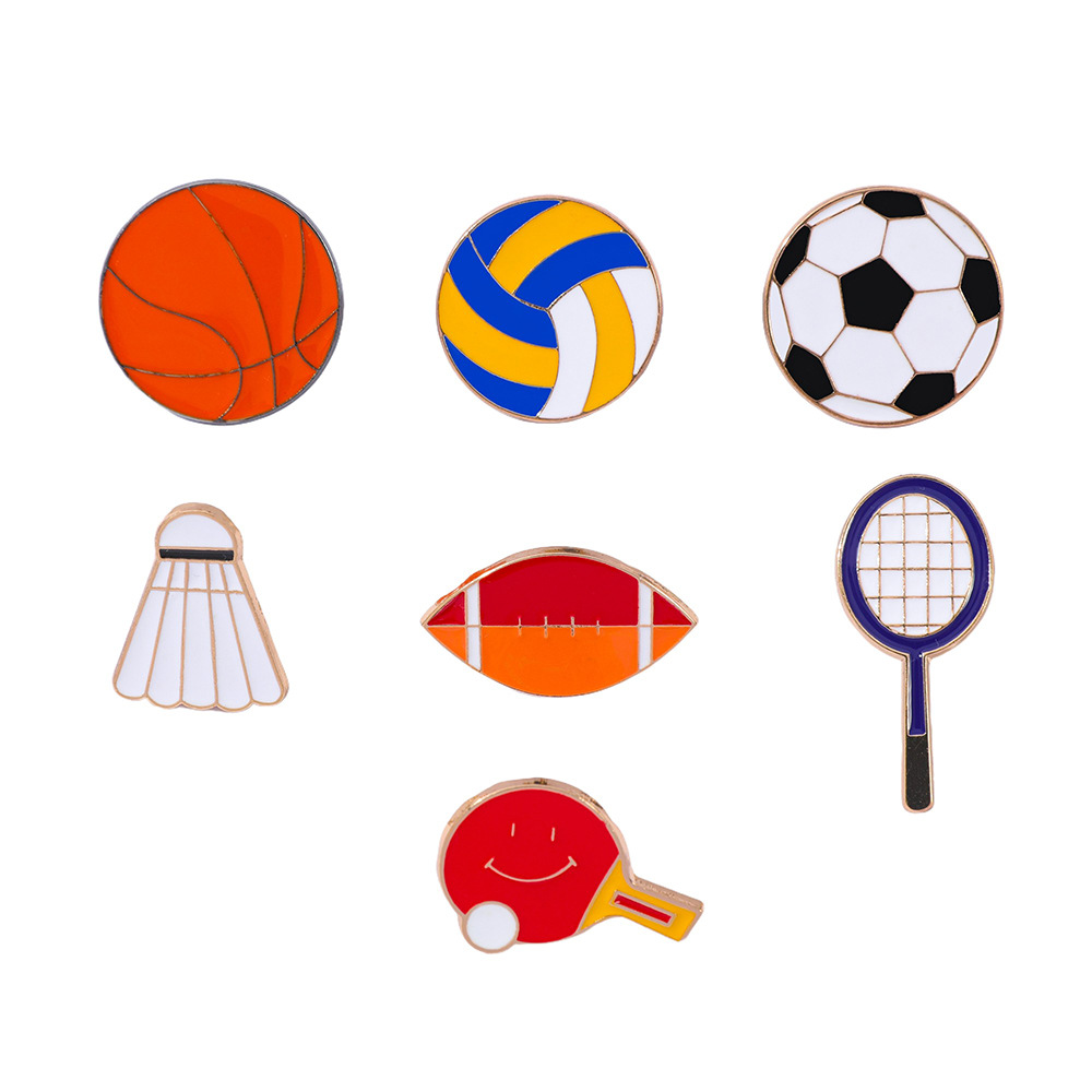 Table Tennis Japan - 1 セット漫画サッカーバスケットボールバドミントンラグビー卓球金属バッジスポーツボール型合金ブローチファッションおもちゃアニメ