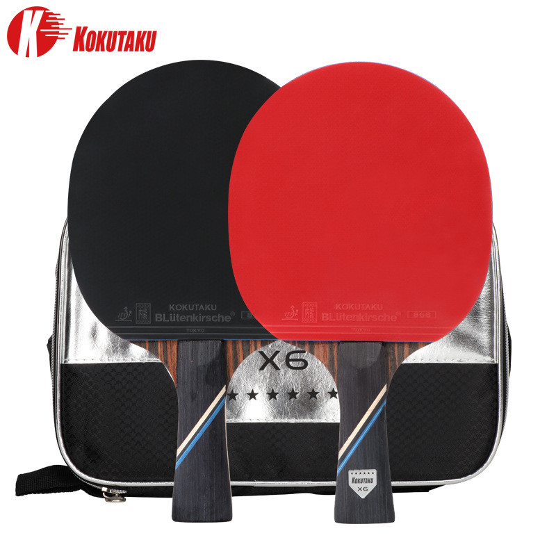 Table Tennis Japan - KOKUTAKU ITTF プロフェッショナル 4/5/6 スターピンポンラケットカーボン卓球ラケットバットパドルセットゴムにニキビバッグ付き