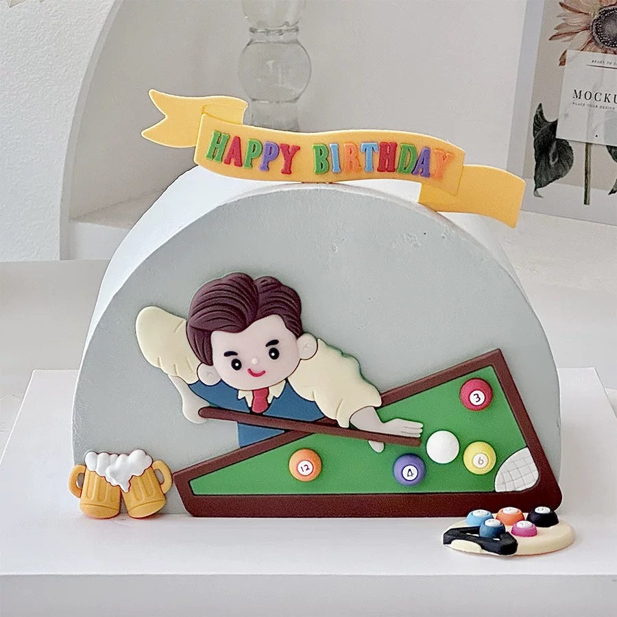 ビリヤードケーキの誕生日の装飾,父の日おめでとう,ビールのお - Table Tennis Games のレビューと価格