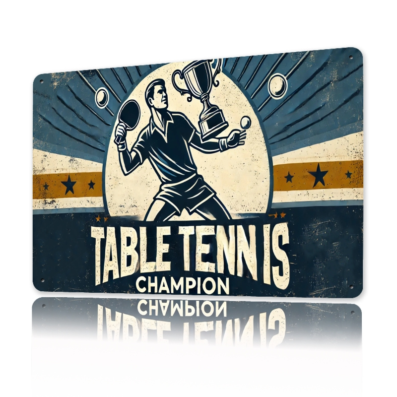 ヴィンテージ卓球選手権メタルウォールアート、プレーヤーとトロ - Table Tennis Championships のレビューと価格
